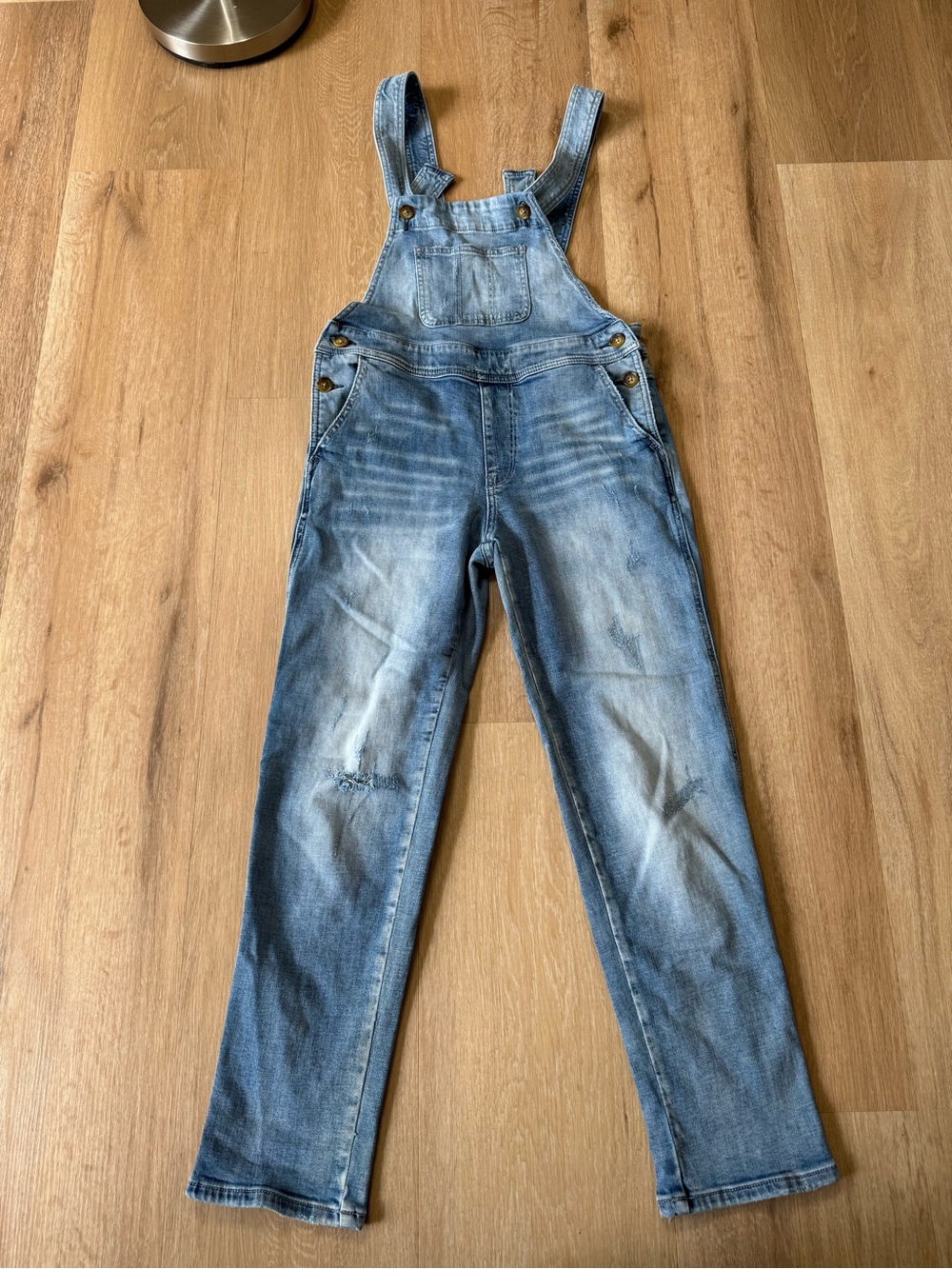 Anthropologie faded light blue denim overalls